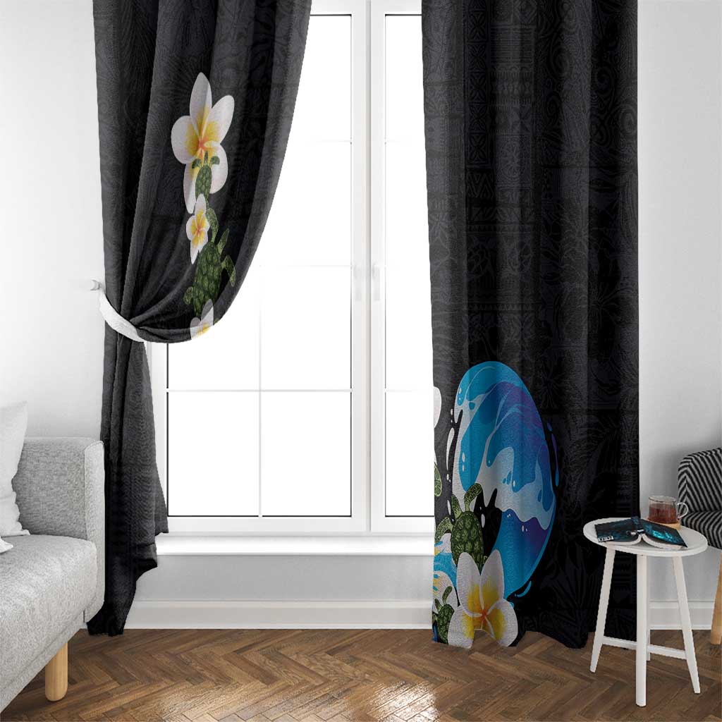 Hawaiian Plumeria and Turtle Window Curtain with Polynesian Tribal Art Pattern Vintage Vibes LT03 - Polynesian Pride