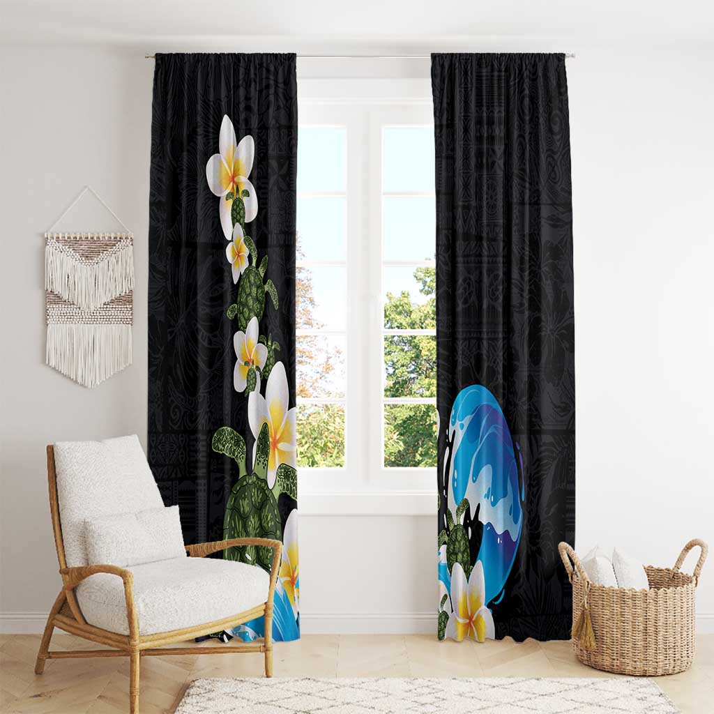 Hawaiian Plumeria and Turtle Window Curtain with Polynesian Tribal Art Pattern Vintage Vibes LT03 - Polynesian Pride