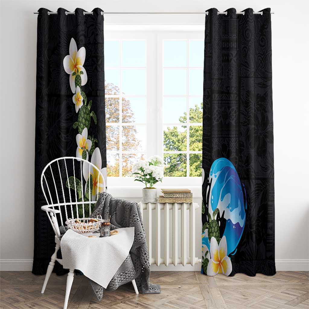Hawaiian Plumeria and Turtle Window Curtain with Polynesian Tribal Art Pattern Vintage Vibes LT03 - Polynesian Pride