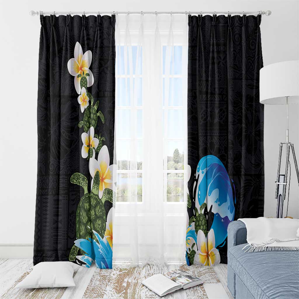 Hawaiian Plumeria and Turtle Window Curtain with Polynesian Tribal Art Pattern Vintage Vibes LT03 - Polynesian Pride