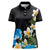 Hawaiian Plumeria and Turtle Women Polo Shirt with Polynesian Tribal Art Pattern Vintage Vibes