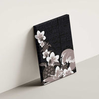 Hawaiian Plumeria and Turtle Canvas Wall Art with Polynesian Tribal Art Pattern Grayscale Color LT03 - Polynesian Pride