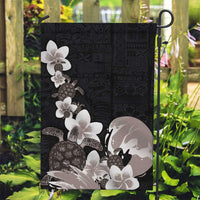 Hawaiian Plumeria and Turtle Garden Flag with Polynesian Tribal Art Pattern Grayscale Color LT03 Garden Flag Black - Polynesian Pride