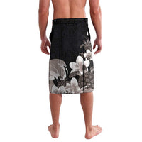 Hawaiian Plumeria and Turtle Lavalava with Polynesian Tribal Art Pattern Grayscale Color LT03 - Polynesian Pride