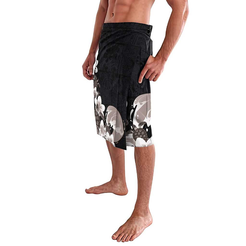 Hawaiian Plumeria and Turtle Lavalava with Polynesian Tribal Art Pattern Grayscale Color LT03 - Polynesian Pride