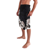 Hawaiian Plumeria and Turtle Lavalava with Polynesian Tribal Art Pattern Grayscale Color LT03 - Polynesian Pride