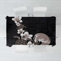 Hawaiian Plumeria and Turtle Tablecloth with Polynesian Tribal Art Pattern Grayscale Color LT03 Black - Polynesian Pride