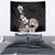 Hawaiian Plumeria and Turtle Tapestry with Polynesian Tribal Art Pattern Grayscale Color