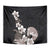 Hawaiian Plumeria and Turtle Tapestry with Polynesian Tribal Art Pattern Grayscale Color