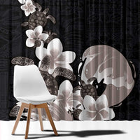 Hawaiian Plumeria and Turtle Window Curtain with Polynesian Tribal Art Pattern Grayscale Color LT03 - Polynesian Pride