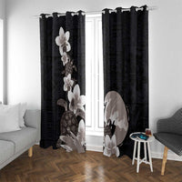 Hawaiian Plumeria and Turtle Window Curtain with Polynesian Tribal Art Pattern Grayscale Color LT03 With Grommets Black - Polynesian Pride