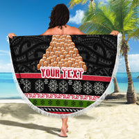 Personalized New Zealand Meri Kirihimete Beach Blanket Maori Warrior with Rugby Christmas Tree LT03 - Polynesian Pride