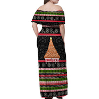 Personalized New Zealand Meri Kirihimete Family Matching Off Shoulder Maxi Dress and Hawaiian Shirt Maori Warrior with Rugby Christmas Tree LT03 - Polynesian Pride