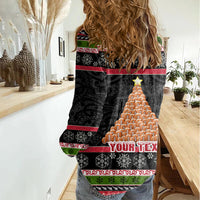 Personalized New Zealand Meri Kirihimete Women Casual Shirt Maori Warrior with Rugby Christmas Tree LT03 - Polynesian Pride