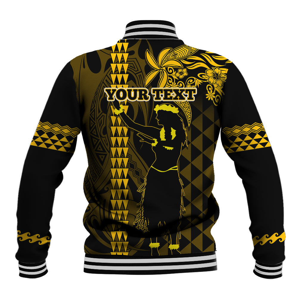 Custom Hawaii Baseball Jacket Ukelele and Hula Girl Mix Kakau Pattern LT03 - Polynesian Pride