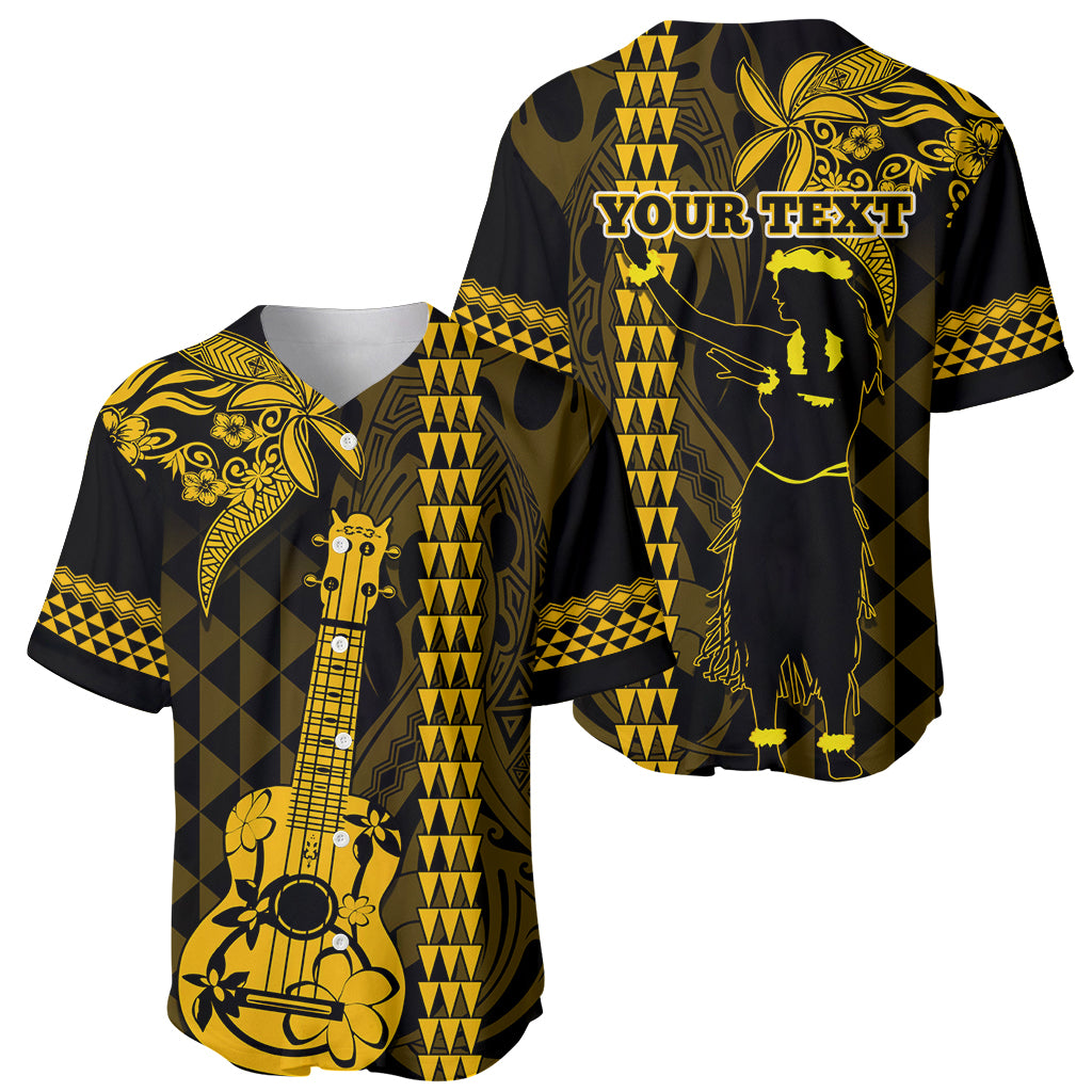 Custom Hawaii Baseball Jersey Ukelele and Hula Girl Mix Kakau Pattern LT03 - Polynesian Pride