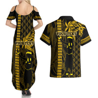 Custom Hawaii Couples Matching Summer Maxi Dress and Hawaiian Shirt Ukelele and Hula Girl Mix Kakau Pattern LT03 - Polynesian Pride