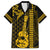 Custom Hawaii Family Matching Off Shoulder Long Sleeve Dress and Hawaiian Shirt Ukelele and Hula Girl Mix Kakau Pattern LT03 Dad's Shirt - Short Sleeve Yellow - Polynesian Pride