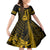 Custom Hawaii Kid Short Sleeve Dress Ukelele and Hula Girl Mix Kakau Pattern LT03 KID Yellow - Polynesian Pride