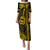 Custom Hawaii Puletasi Ukelele and Hula Girl Mix Kakau Pattern LT03 Long Dress Yellow - Polynesian Pride