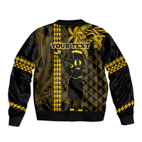 Custom Hawaii Sleeve Zip Bomber Jacket Ukelele and Hula Girl Mix Kakau Pattern LT03 - Polynesian Pride