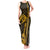 Custom Hawaii Tank Maxi Dress Ukelele and Hula Girl Mix Kakau Pattern LT03 Women Yellow - Polynesian Pride