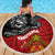 The Kingitanga - Maori King Movement Beach Blanket Ko Te Mana Motuhake Emblem with Moko and Polynesian Art Tattoo