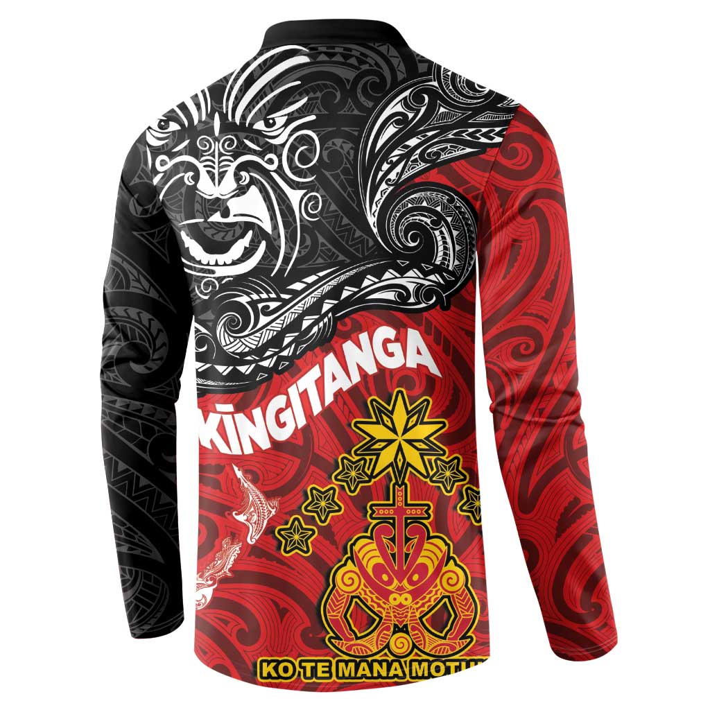 The Kingitanga - Maori King Movement Button Sweatshirt Ko Te Mana Motuhake Emblem with Moko and Polynesian Art Tattoo