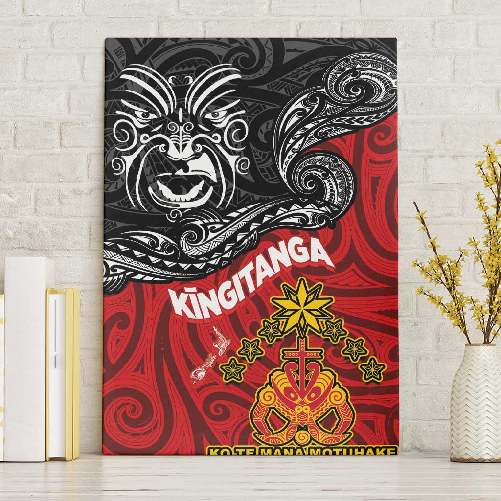 The Kingitanga - Maori King Movement Canvas Wall Art Ko Te Mana Motuhake Emblem with Moko and Polynesian Art Tattoo