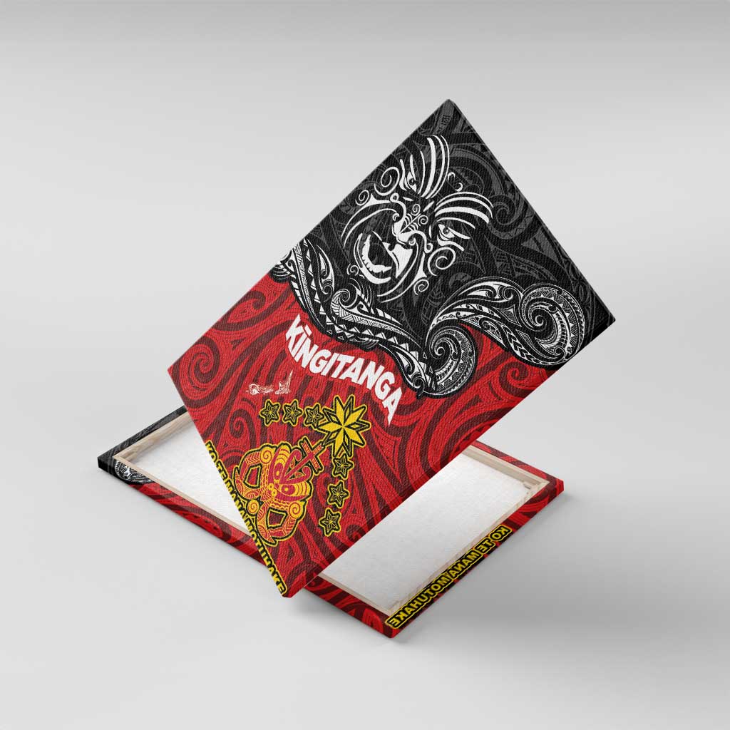 The Kingitanga - Maori King Movement Canvas Wall Art Ko Te Mana Motuhake Emblem with Moko and Polynesian Art Tattoo