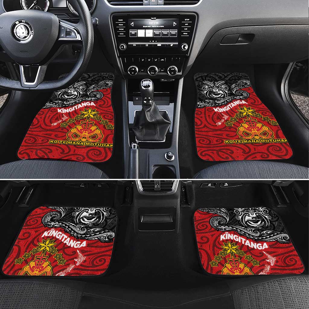 The Kingitanga - Maori King Movement Car Mats Ko Te Mana Motuhake Emblem with Moko and Polynesian Art Tattoo