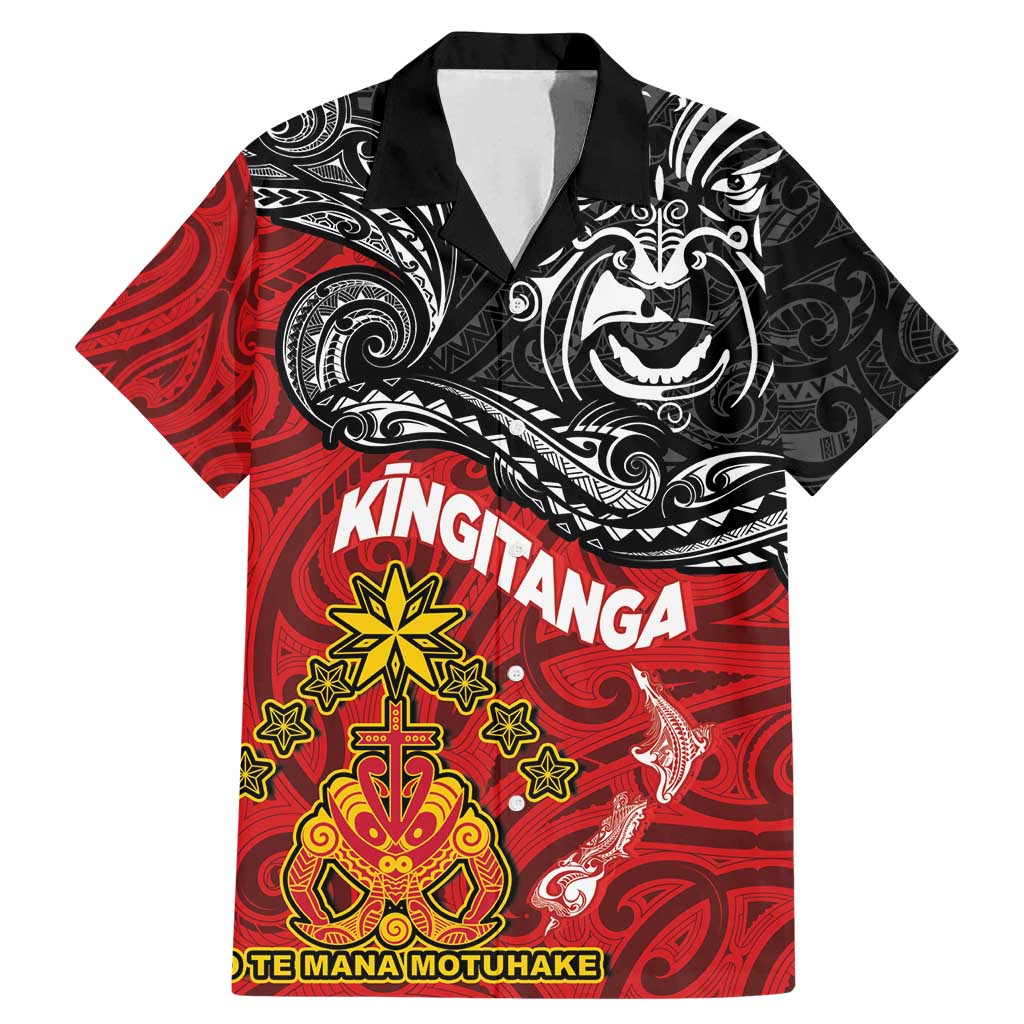 The Kingitanga - Maori King Movement Family Matching Mermaid Dress and Hawaiian Shirt Ko Te Mana Motuhake Emblem with Moko and Polynesian Art Tattoo