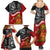 The Kingitanga - Maori King Movement Family Matching Summer Maxi Dress and Hawaiian Shirt Ko Te Mana Motuhake Emblem with Moko and Polynesian Art Tattoo