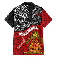 The Kingitanga - Maori King Movement Family Matching Summer Maxi Dress and Hawaiian Shirt Ko Te Mana Motuhake Emblem with Moko and Polynesian Art Tattoo