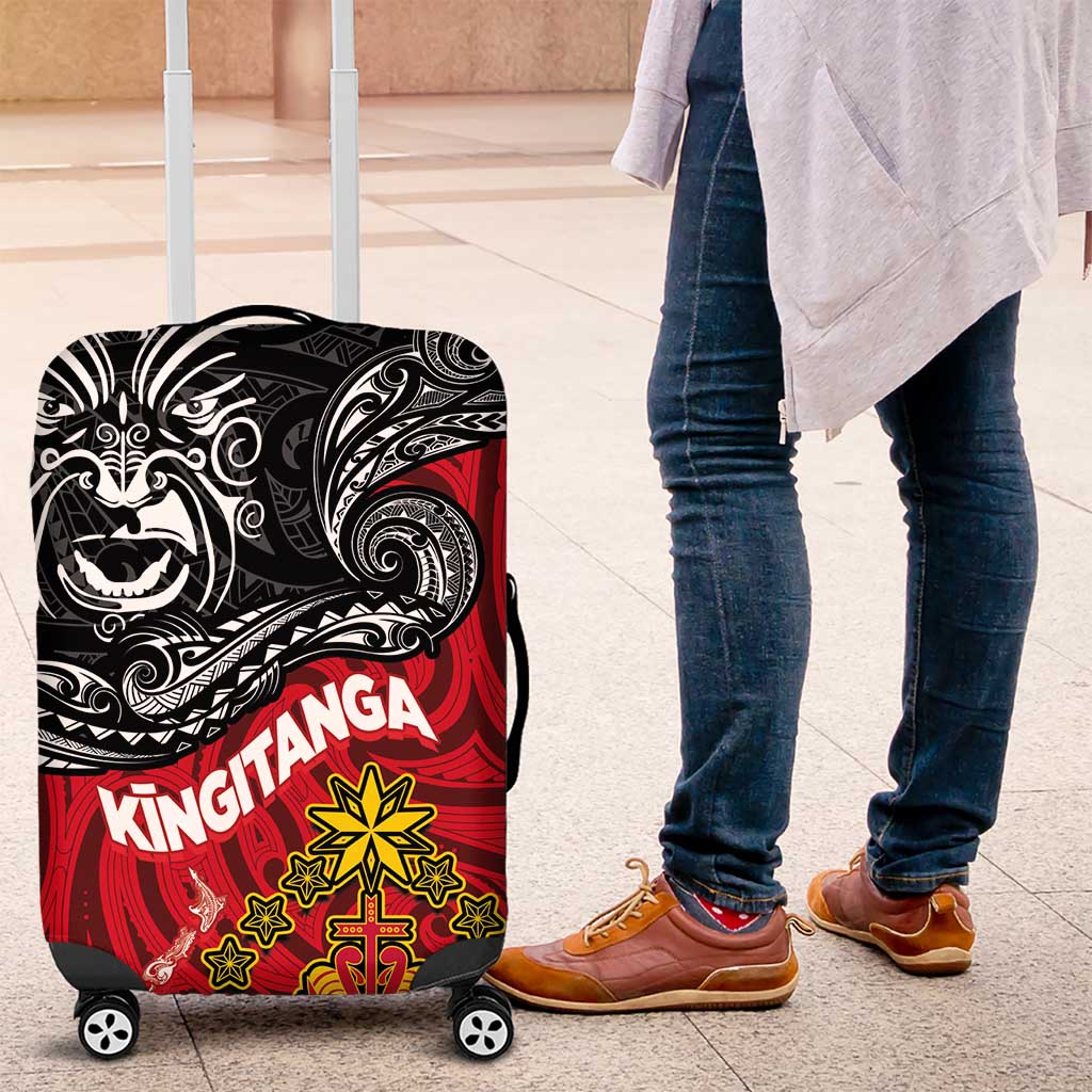 The Kingitanga - Maori King Movement Luggage Cover Ko Te Mana Motuhake Emblem with Moko and Polynesian Art Tattoo