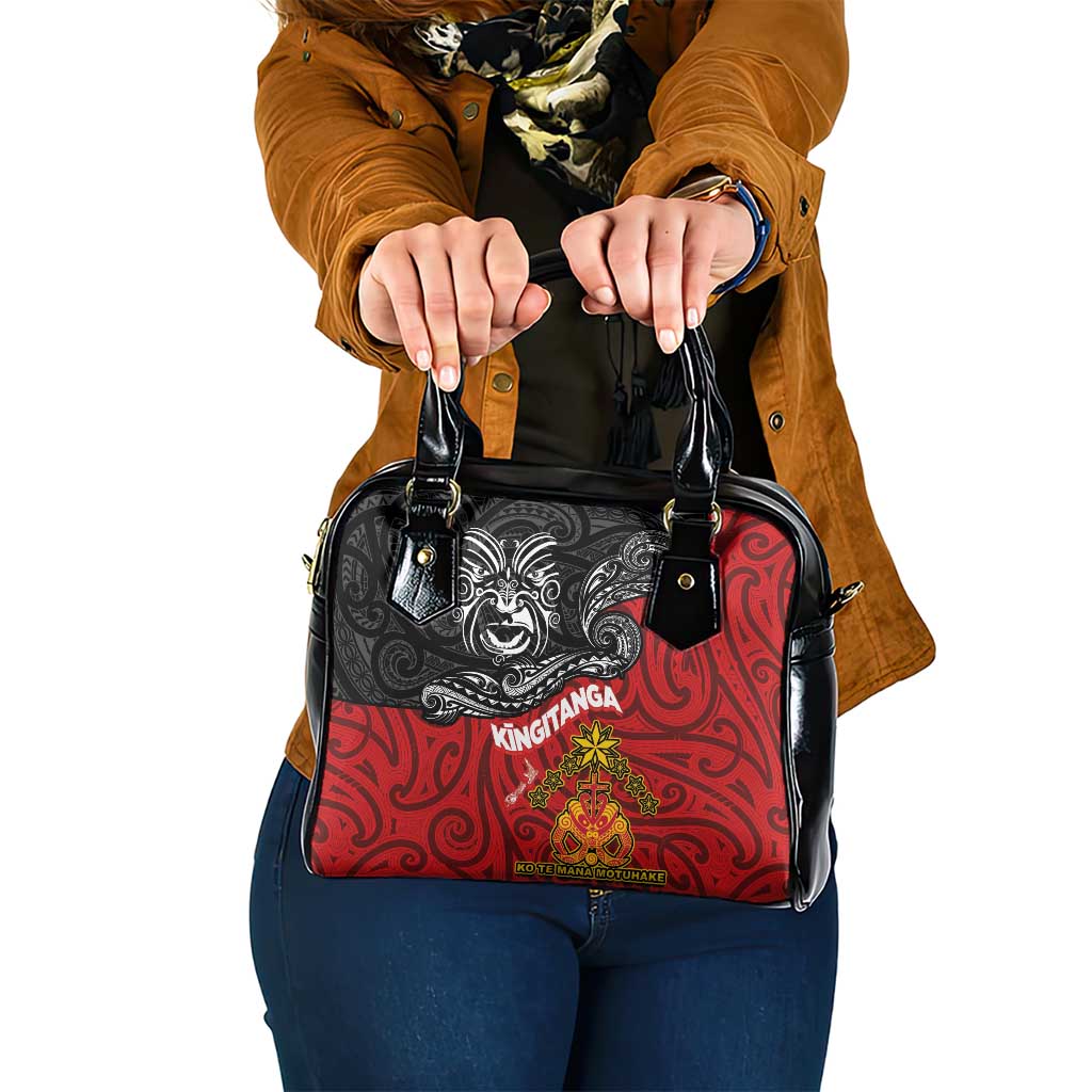 The Kingitanga - Maori King Movement Shoulder Handbag Ko Te Mana Motuhake Emblem with Moko and Polynesian Art Tattoo