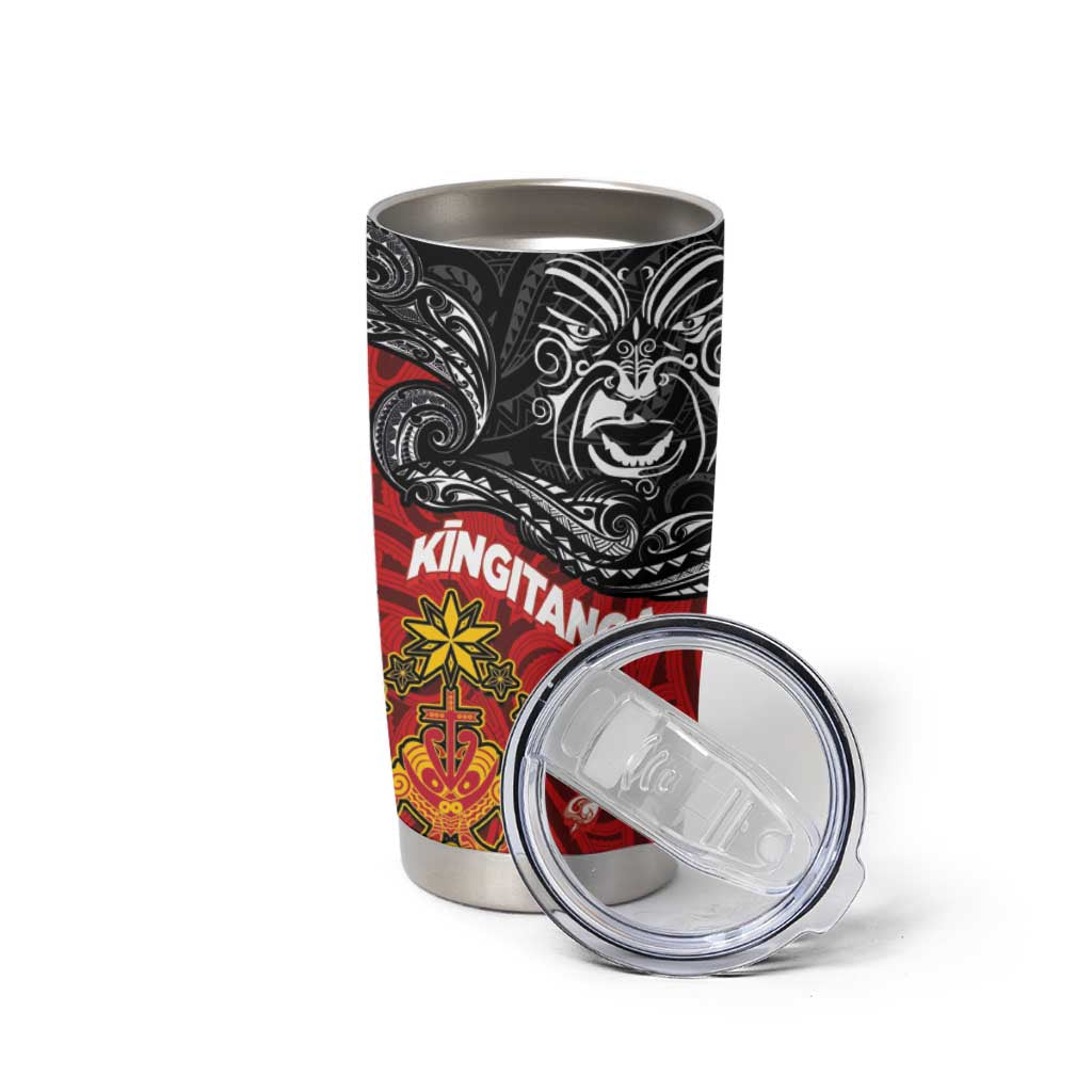 Maori King Movement Tumbler Cup Ko Te Mana Motuhake Emblem with Moko and Polynesian Art Tattoo LT03 - Polynesian Pride