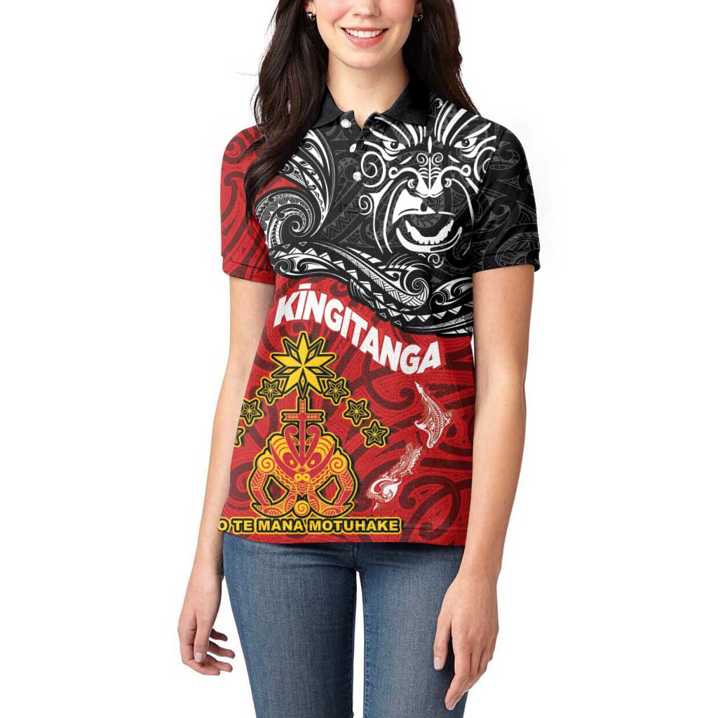 The Kingitanga - Maori King Movement Women Polo Shirt Ko Te Mana Motuhake Emblem with Moko and Polynesian Art Tattoo