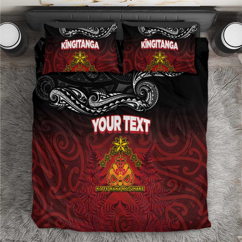 Personalised The Kingitanga - Maori King Movement Bedding Set Ko Te Mana Motuhake Emblem with Silver Ferns and Polynesian Art Tattoo