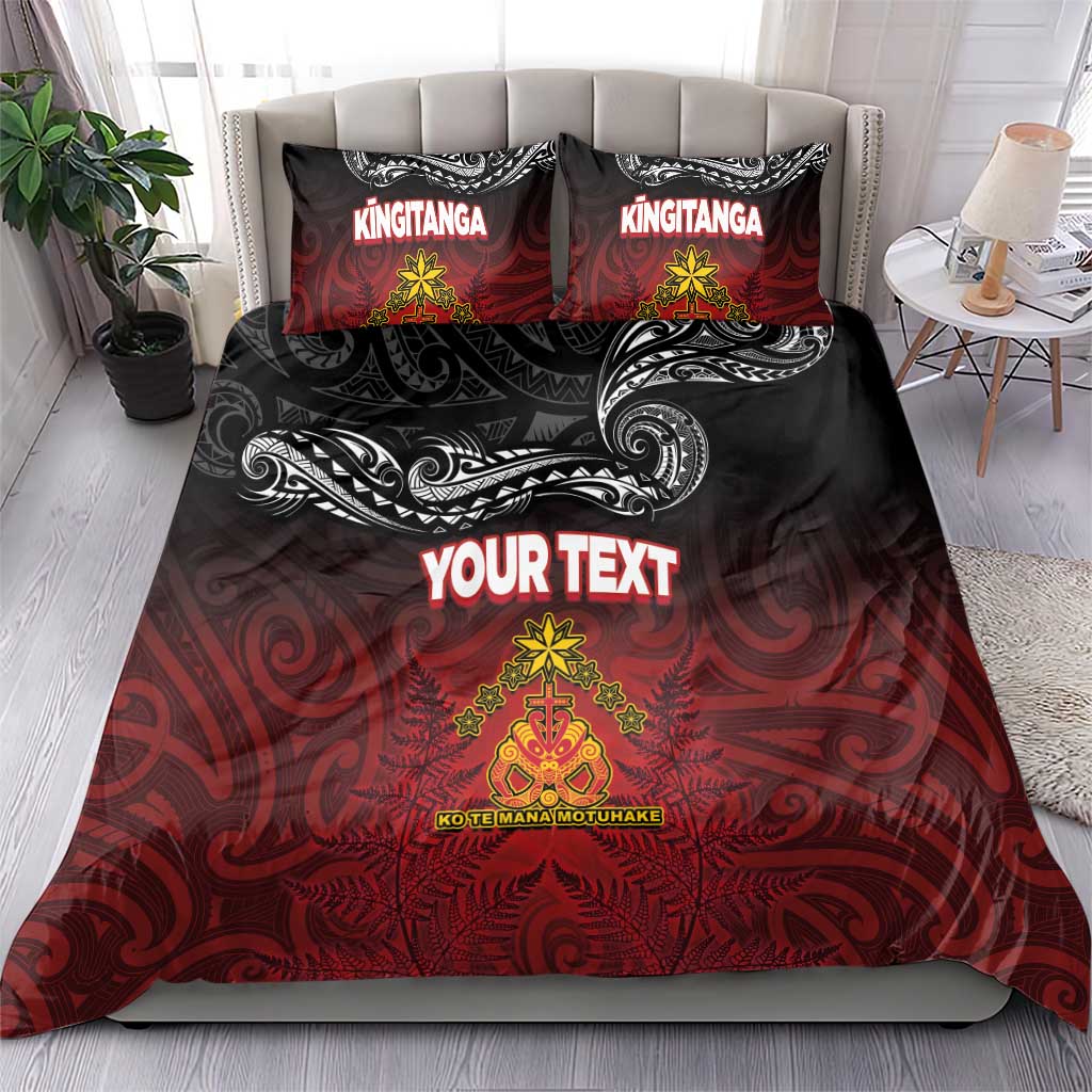 Personalised The Kingitanga - Maori King Movement Bedding Set Ko Te Mana Motuhake Emblem with Silver Ferns and Polynesian Art Tattoo