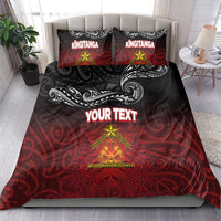 Personalised The Kingitanga - Maori King Movement Bedding Set Ko Te Mana Motuhake Emblem with Silver Ferns and Polynesian Art Tattoo