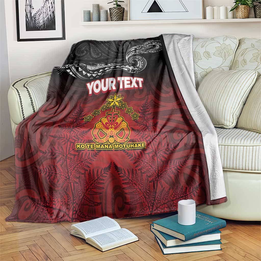 Personalised The Kingitanga - Maori King Movement Blanket Ko Te Mana Motuhake Emblem with Silver Ferns and Polynesian Art Tattoo