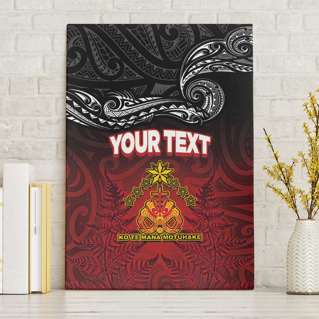 Personalised The Kingitanga - Maori King Movement Canvas Wall Art Ko Te Mana Motuhake Emblem with Silver Ferns and Polynesian Art Tattoo