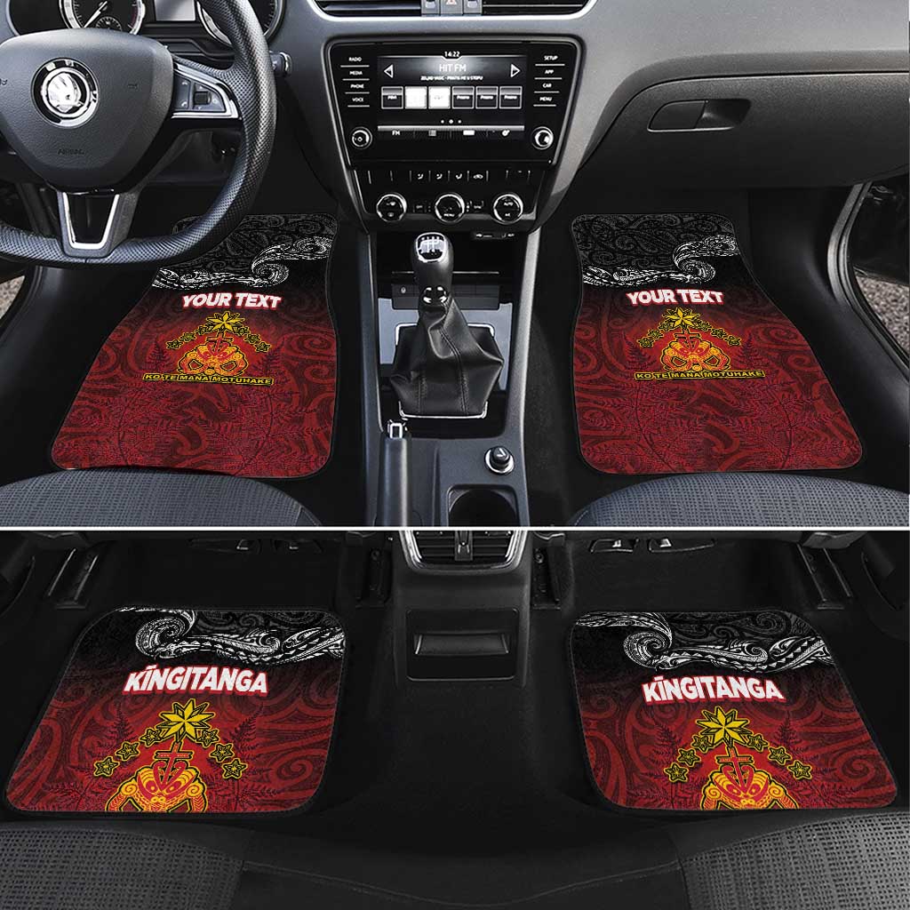 Personalised The Kingitanga - Maori King Movement Car Mats Ko Te Mana Motuhake Emblem with Silver Ferns and Polynesian Art Tattoo