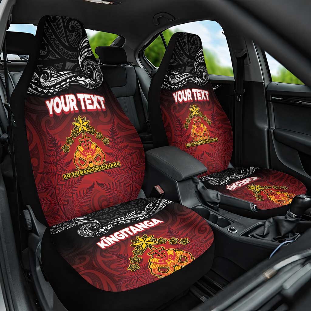 Personalised The Kingitanga - Maori King Movement Car Seat Cover Ko Te Mana Motuhake Emblem with Silver Ferns and Polynesian Art Tattoo