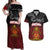 Personalised The Kingitanga - Maori King Movement Couples Matching Off Shoulder Maxi Dress and Hawaiian Shirt Ko Te Mana Motuhake Emblem with Silver Ferns and Polynesian Art Tattoo