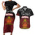 Personalised The Kingitanga - Maori King Movement Couples Matching Short Sleeve Bodycon Dress and Hawaiian Shirt Ko Te Mana Motuhake Emblem with Silver Ferns and Polynesian Art Tattoo