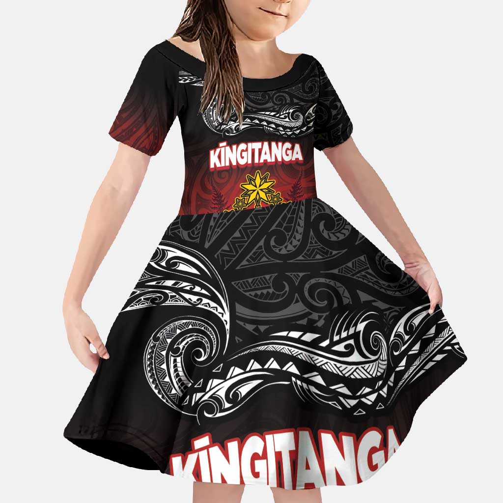 Personalised The Kingitanga - Maori King Movement Family Matching Mermaid Dress and Hawaiian Shirt Ko Te Mana Motuhake Emblem with Silver Ferns and Polynesian Art Tattoo
