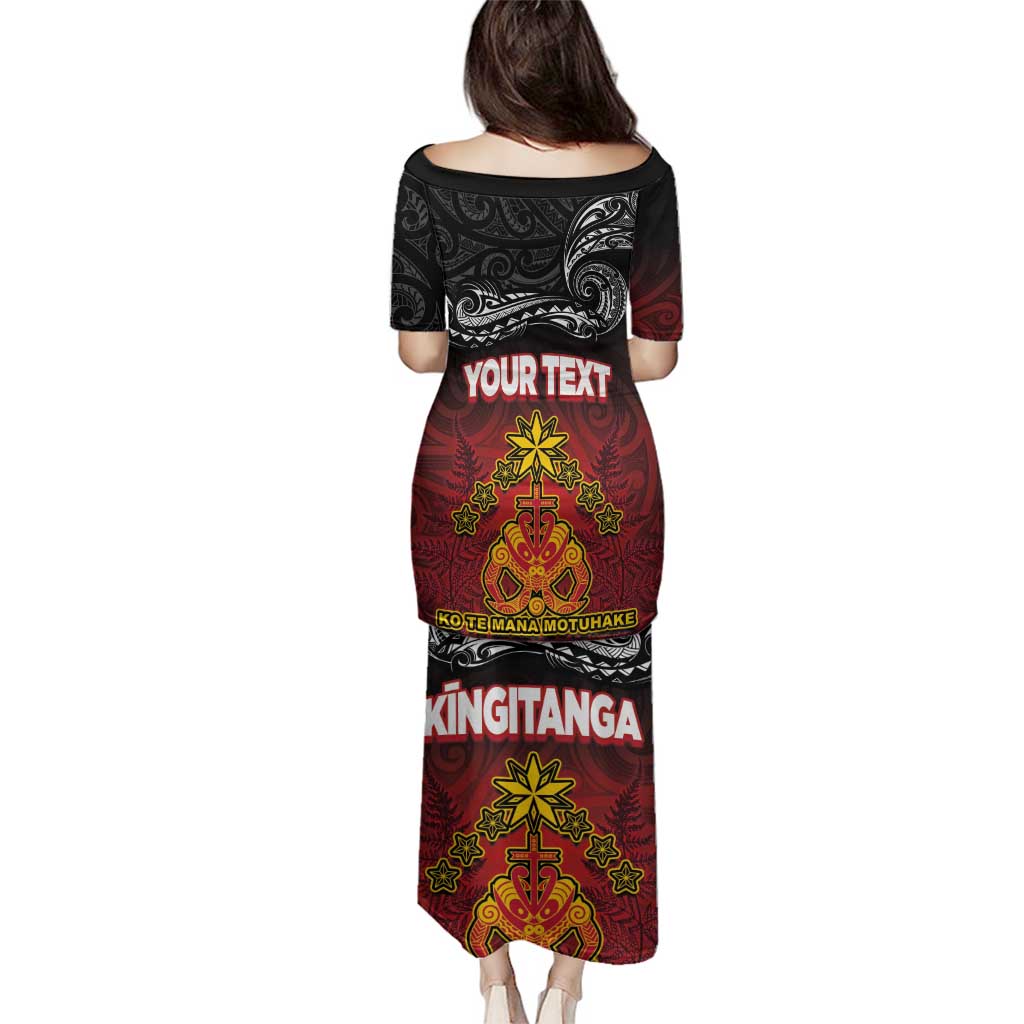 Personalised The Kingitanga - Maori King Movement Family Matching Puletasi and Hawaiian Shirt Ko Te Mana Motuhake Emblem with Silver Ferns and Polynesian Art Tattoo