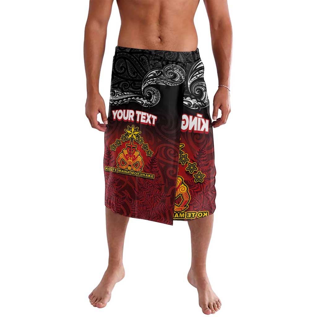 Personalised Maori King Movement Lavalava Ko Te Mana Motuhake Emblem with Silver Ferns and Polynesian Art Tattoo LT03 Red - Polynesian Pride